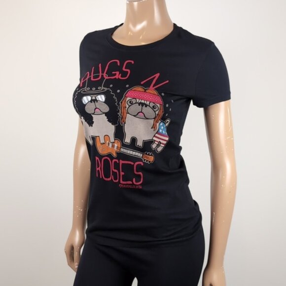 3/$20 David & Goliath Luxury Tee Pugs & Roses Alternative Rock Dog Lover Tshirt - Picture 4 of 10